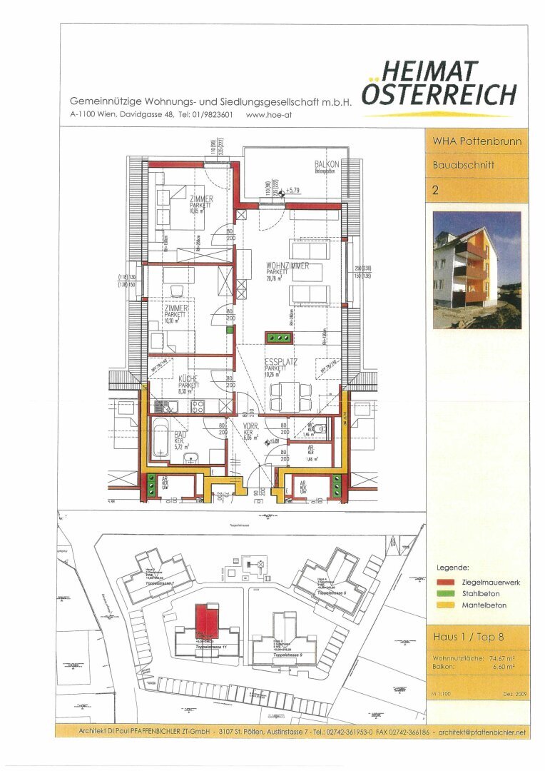 Wohnung zur Miete 864 € 3 Zimmer 74,5 m²<br/>Wohnfläche Toppelstraße Pottenbrunn Pottenbrunn 3140