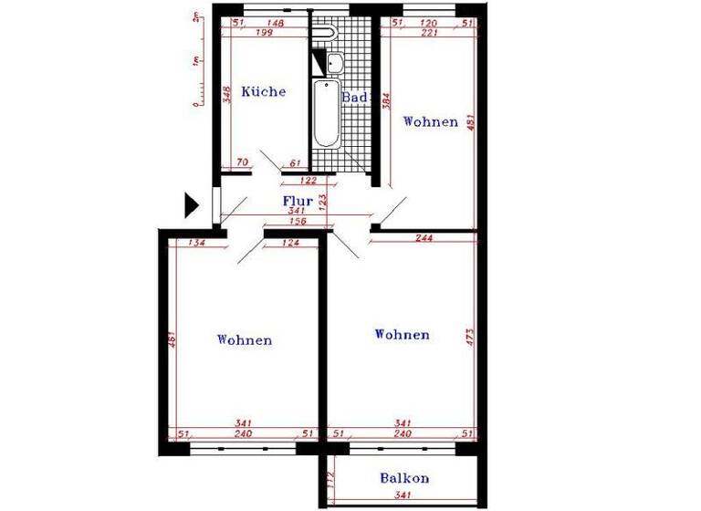 Wohnung zur Miete 395 € 2,5 Zimmer 60,8 m² 3. Geschoss Thale 06502
