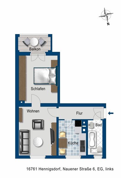 Wohnung zur Miete 429 € 2 Zimmer 42,9 m²<br/>Wohnfläche 17.03.2025<br/>Verfügbarkeit Nauener Str. 6 Hennigsdorf 16761