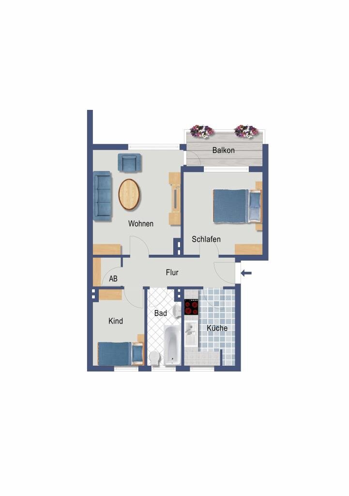 Wohnung zum Kauf provisionsfrei 161.000 € 3 Zimmer 58,6 m²<br/>Wohnfläche 1.<br/>Geschoss Heinrich-Gefken-Straße 10 Lehe Bremen 28359