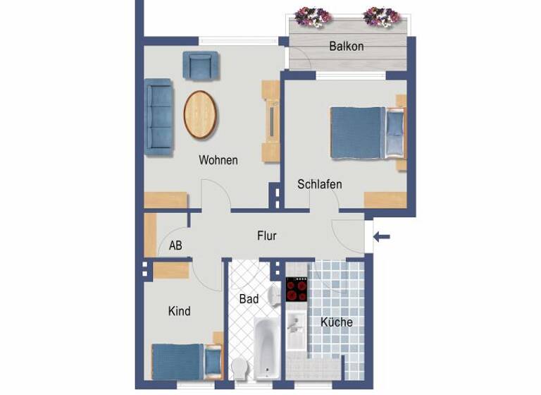 Wohnung zum Kauf provisionsfrei 161.000 € 3 Zimmer 58,6 m²<br/>Wohnfläche 1.<br/>Geschoss Heinrich-Gefken-Straße 10 Lehe Bremen 28359