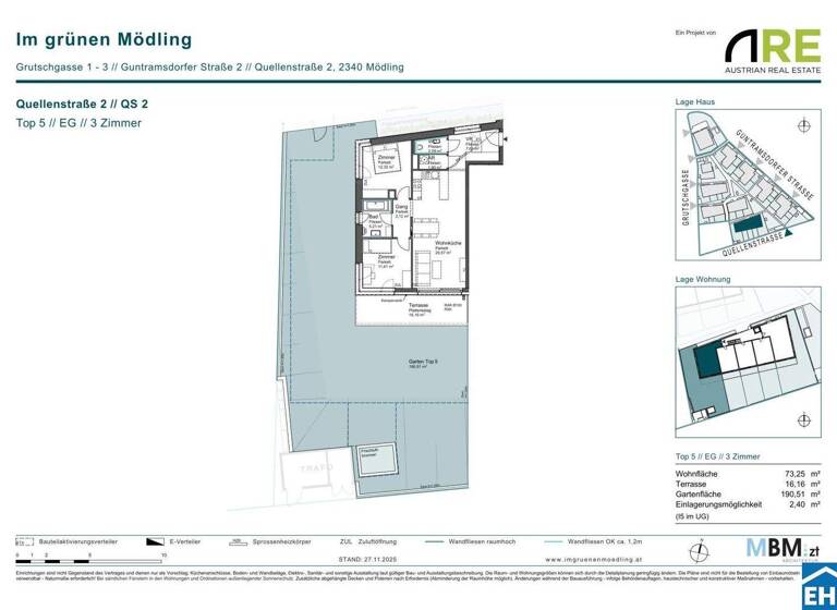 Wohnung zum Kauf - Erstbezug provisionsfrei 499.500 € 3 Zimmer 73,3 m² EG Quellenstraße 2 Mödling 2340