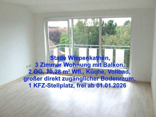 Wohnung zur Miete 885 € 3 Zimmer 70,3 m² 2. Geschoss frei ab sofort Wiepenkathen Stade 21684