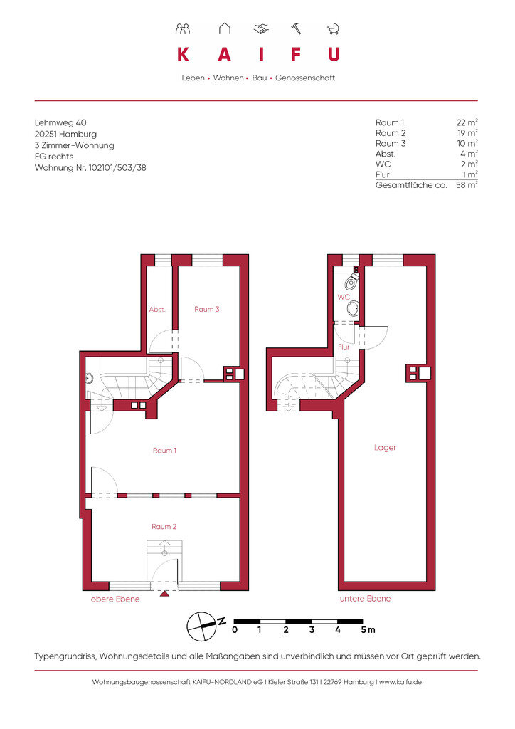 Immobilie zur Miete 1.457 € 58,3 m²<br/>Fläche Lehmweg Hoheluft - Ost Hamburg 20251