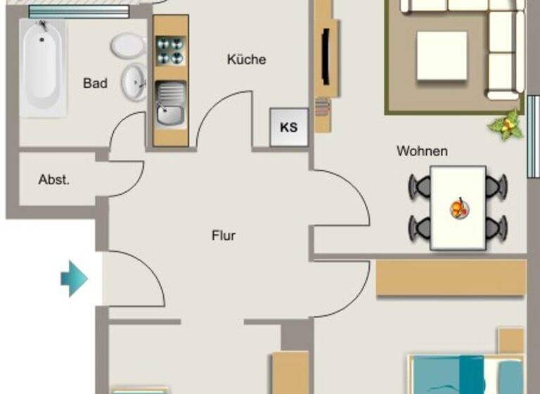 Wohnung zur Miete 494 € 3,5 Zimmer 58 m² 1. Geschoss Ahrstraße 22 Beeckerwerth Duisburg 47139