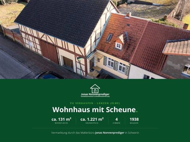 Reihenmittelhaus zum Kauf provisionsfrei 110.000 € 4 Zimmer 131 m² 1.221 m² Grundstück Berliner Straße 38 a Lenzen Lenzen (Elbe) 19309