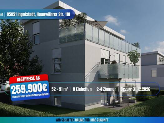Terrassenwohnung zum Kauf - Neubau provisionsfrei als Kapitalanlage geeignet 439.900 € 3 Zimmer 85 m² Haunwöhrer Straße 110 Ingolstadt Ingolstadt 85051