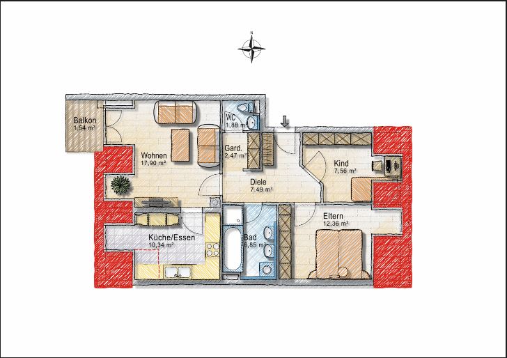 Wohnung zum Kauf 259.000 € 3 Zimmer 70 m²<br/>Wohnfläche 2.<br/>Geschoss ab sofort<br/>Verfügbarkeit Mühldorf Mühldorf am Inn 84453