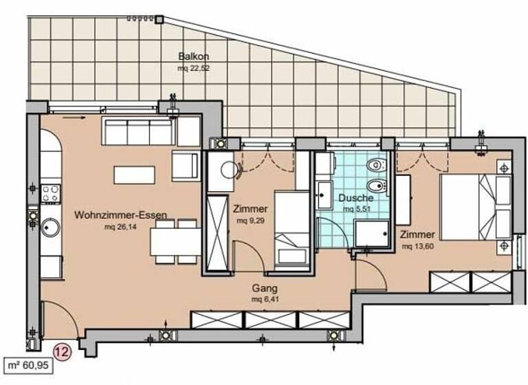 Wohnung zum Kauf 450.000 € 3 Zimmer 61 m² 2. Geschoss Vintl 39030
