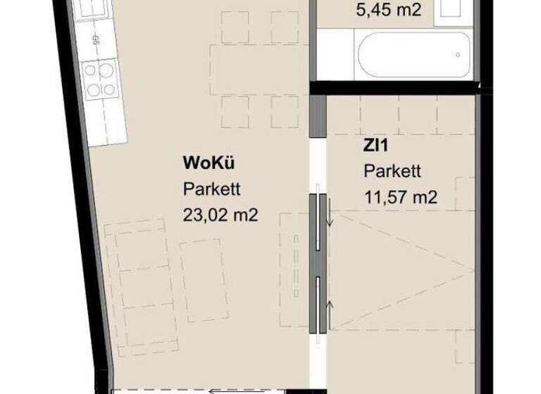 Wohnung zur Miete 1.069 € 2 Zimmer 45,3 m² 1. Geschoss frei ab 01.06.2026 Schönbrunner Straße Wien,Margareten 1050