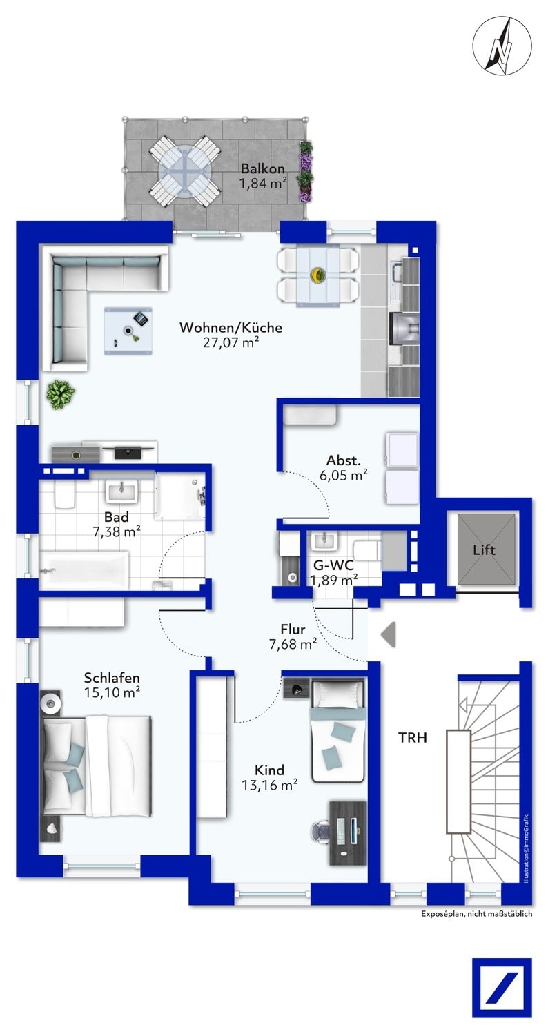 Wohnung zum Kauf provisionsfrei 352.748 € 3 Zimmer 80,2 m²<br/>Wohnfläche 1.<br/>Geschoss Bitburg Bitburg 54634