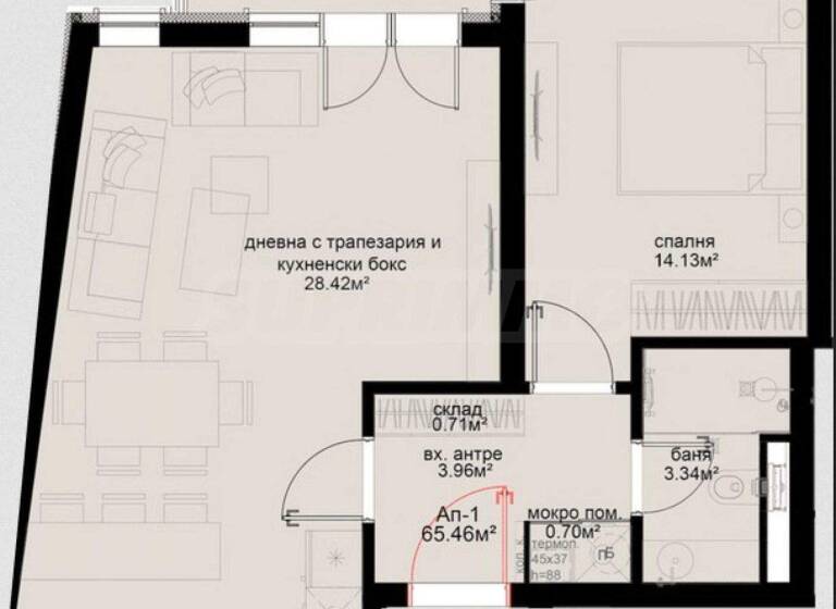 Studio zum Kauf 223.000 € 2 Zimmer 79,7 m² Sofia