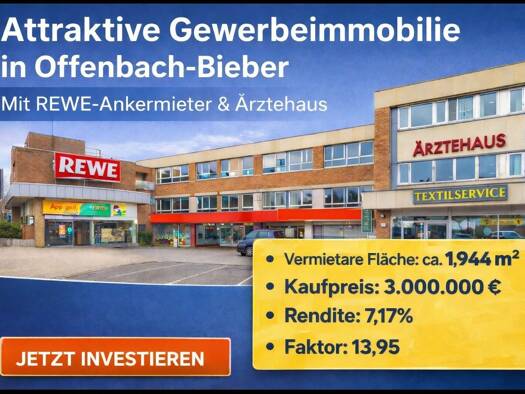 Bürogebäude zum Kauf als Kapitalanlage geeignet 3.000.000 € 1.944 m² 2.395 m² Grundstück Bieber Offenbach am Main 63073