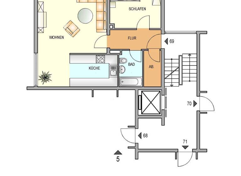Wohnung zur Miete 487 € 2 Zimmer 62 m² 1. Geschoss frei ab 01.03.2026 Eichendorffweg 5 Hochdahl Erkrath 40699