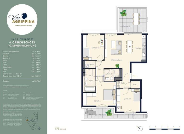 Wohnung zum Kauf - Erstbezug 1.299.900 € 4 Zimmer 118,8 m² 4. Geschoss Altstadt-Nord Köln 50668