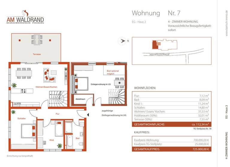 Wohnung zum Kauf - Erstbezug provisionsfrei 700.000 € 4 Zimmer 112,3 m² EG Heinz Penzberg 82377