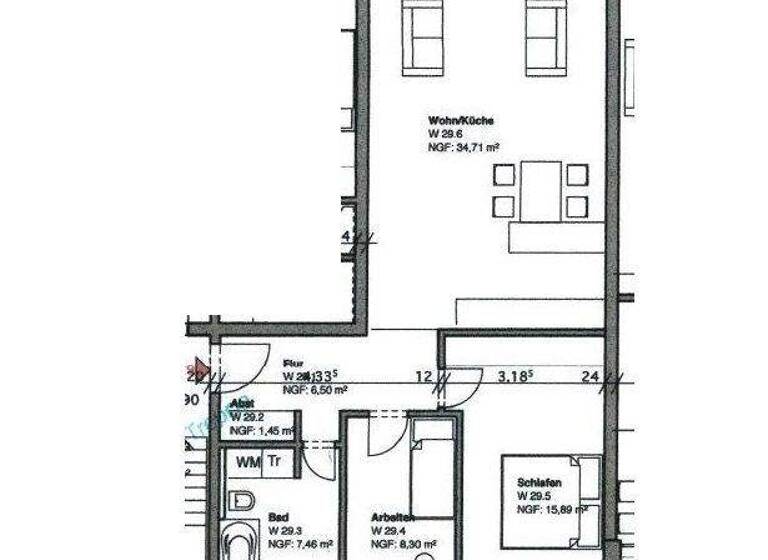 Wohnung zur Miete 1.021 € 3 Zimmer 79,6 m² 2. Geschoss frei ab 01.03.2026 Wiehbergstraße 13 Döhren Hannover 30519