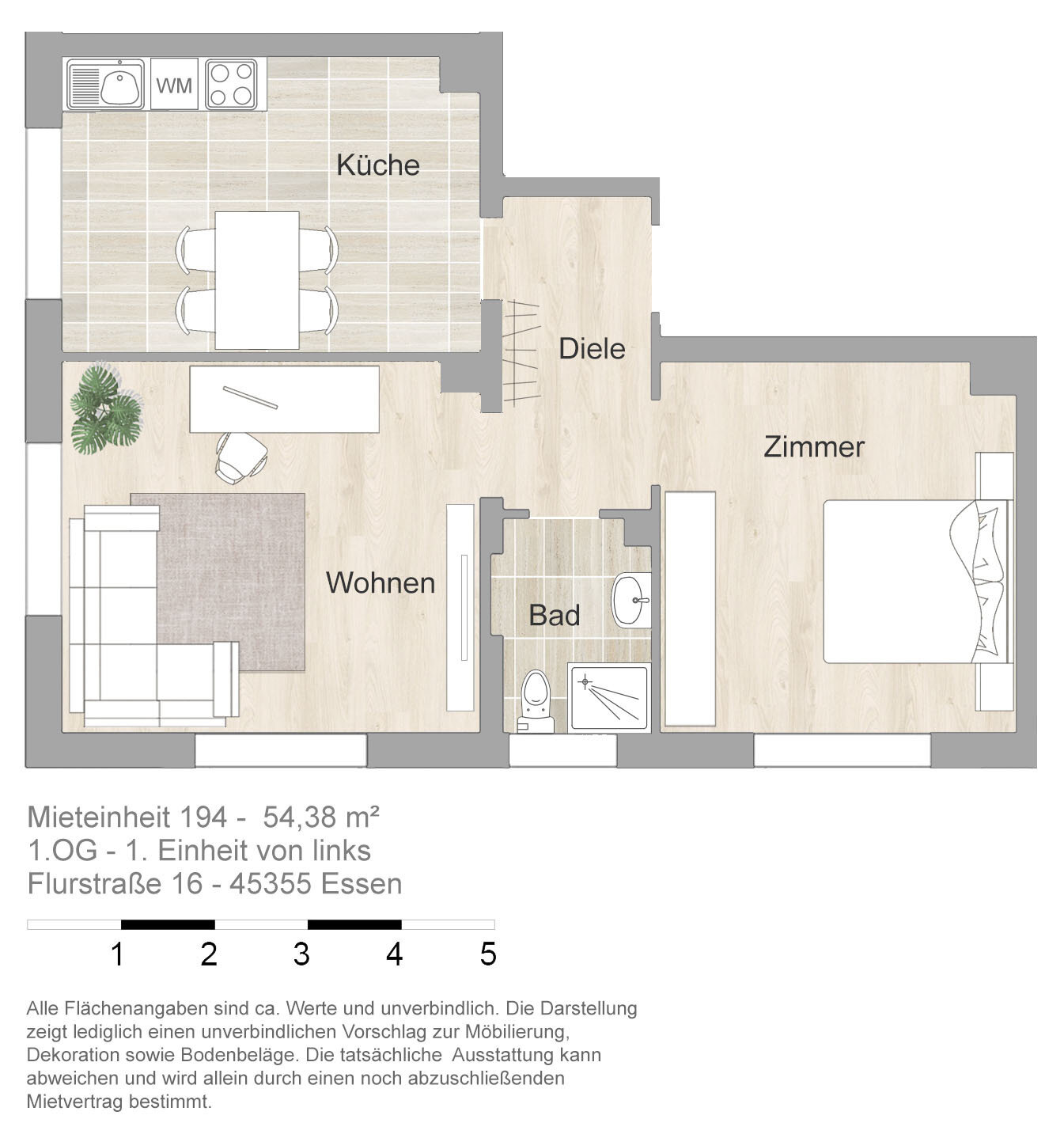 Wohnung zur Miete 510 € 2 Zimmer 54,4 m²<br/>Wohnfläche 1.<br/>Geschoss 16.12.2024<br/>Verfügbarkeit Flurstr. 16 Borbeck-Mitte Essen 45355