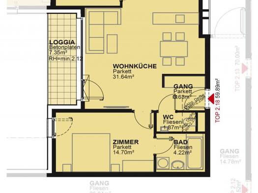 Wohnung zur Miete 797 € 2 Zimmer 59,8 m² 1. Geschoss frei ab 15.11.2026 Maximilian-Reich-Weg 4 Wien 1210