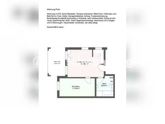 Wohnung zur Miete Tauschwohnung 680 € 2 Zimmer 60 m² Prien Prien am Chiemsee 83209