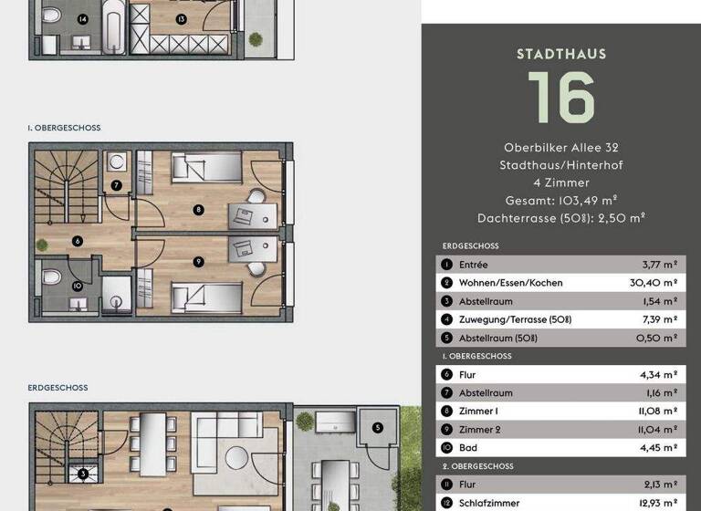 Stadthaus zum Kauf - Erstbezug provisionsfrei 789.000 € 4 Zimmer 103,5 m² 51,5 m² Grundstück Friedrichstadt Düsseldorf / Friedrichstadt 40215