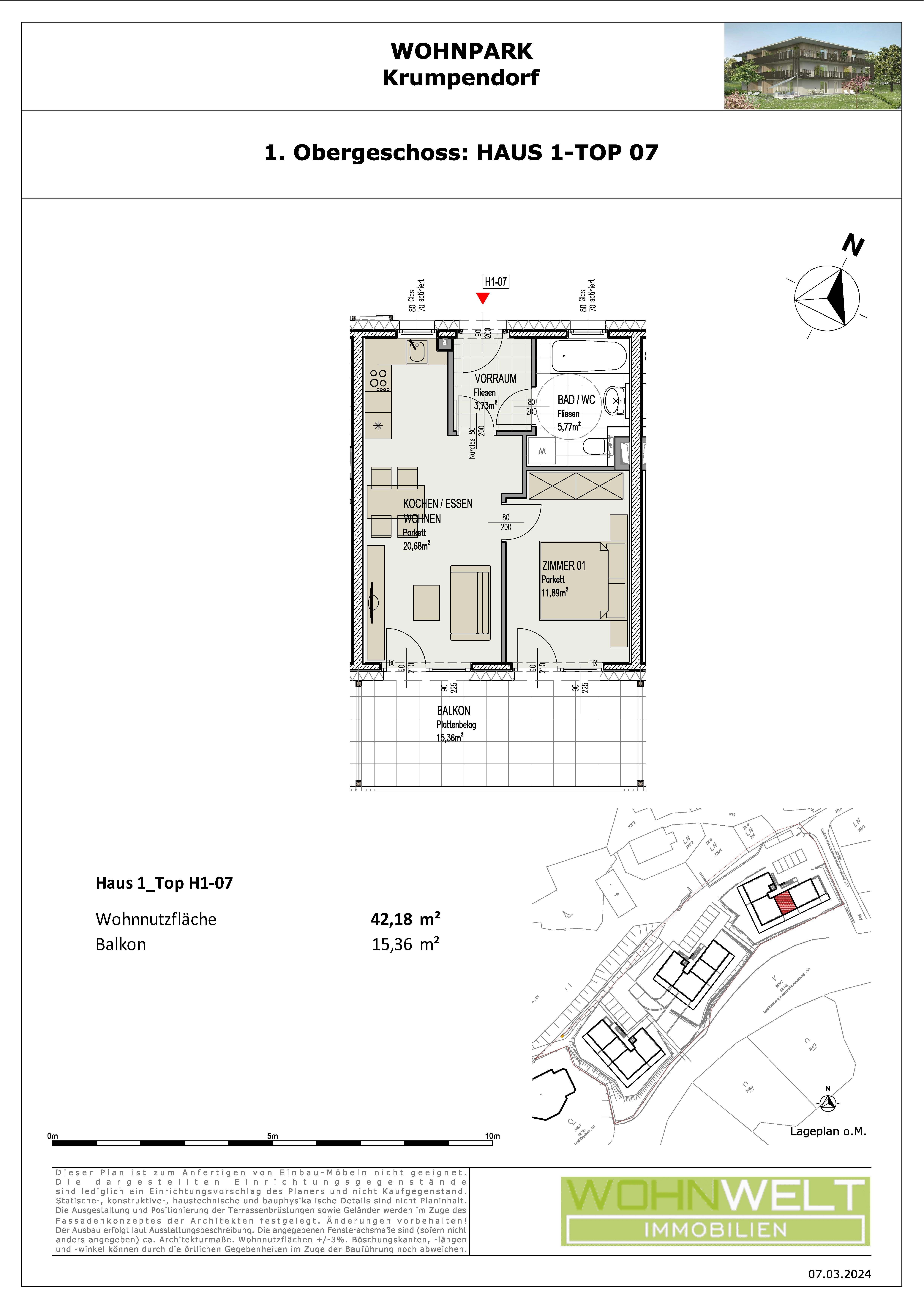 Wohnung zum Kauf provisionsfrei 299.980 € 2 Zimmer 42 m²<br/>Wohnfläche 1.<br/>Geschoss Krumpendorf am Wörthersee 9201