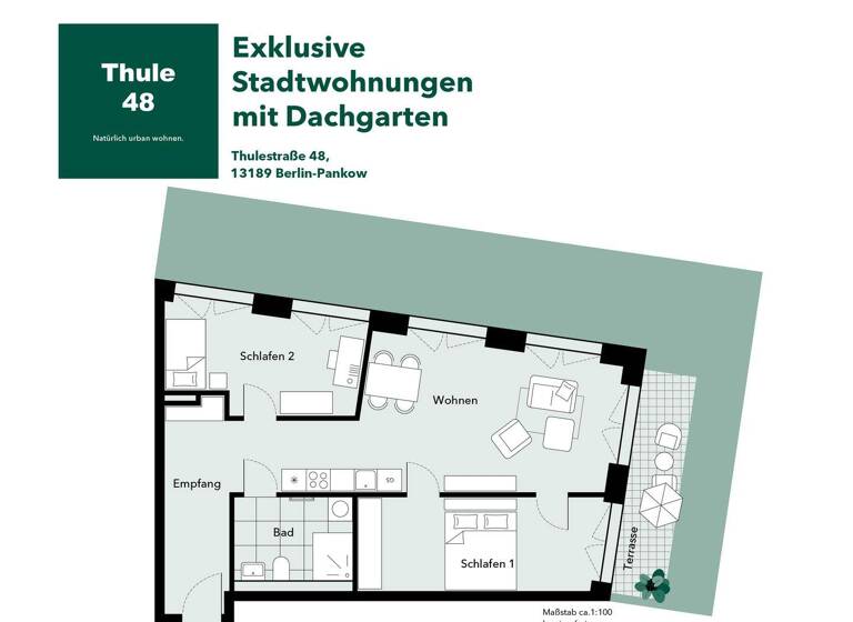 Wohnung zum Kauf - Erstbezug provisionsfrei 589.500 € 3 Zimmer 76,7 m² EG Thulestraße  / Ecke Neumannstraße 48 Pankow Berlin 13189
