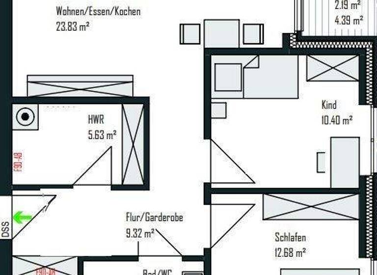 Wohnung zur Miete - Erstbezug 1.129 € 3 Zimmer 70,1 m² EG frei ab 01.04.2026 Hubert-Korte-Straße 7 Voxtrup Osnabrück 49086