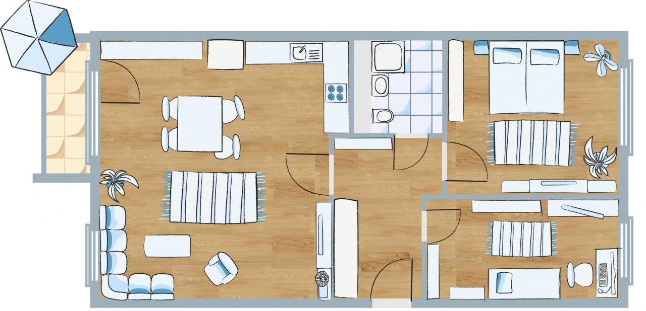 Wohnung zur Miete nur mit Wohnberechtigungsschein 378 € 3 Zimmer 69,9 m²<br/>Wohnfläche 4.<br/>Geschoss WBS - Brahmsstraße 16 Hohenstücken Brandenburg 14772