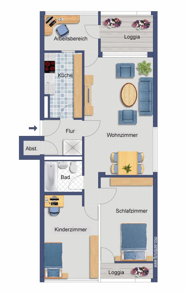 Wohnung zum Kauf provisionsfrei 262.700 € 3,5 Zimmer 79 m²<br/>Wohnfläche 3.<br/>Geschoss Niehl Köln 50735