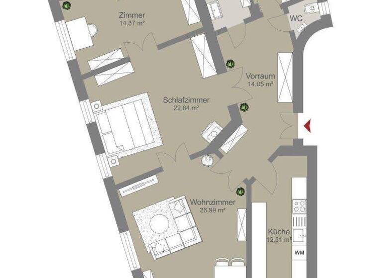 Wohnung zum Kauf 499.000 € 4 Zimmer 101,4 m² 1. Geschoss Wien 1130