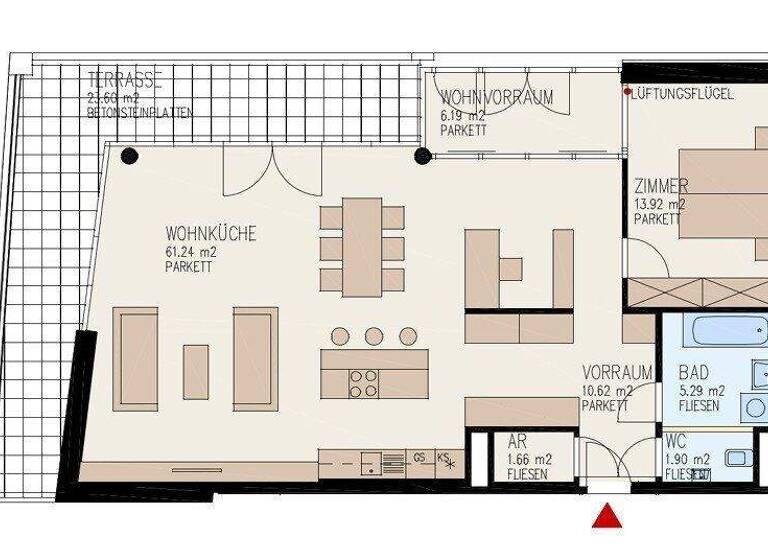 Wohnung zur Miete 1.017 € 2 Zimmer 100,8 m² frei ab sofort Waldegg Linz 4020