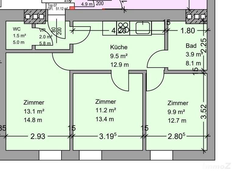 WG-Zimmer zum Kauf 139.900 € 3 Zimmer 51,1 m² 3. Geschoss frei ab sofort Eggenberg Graz 8020