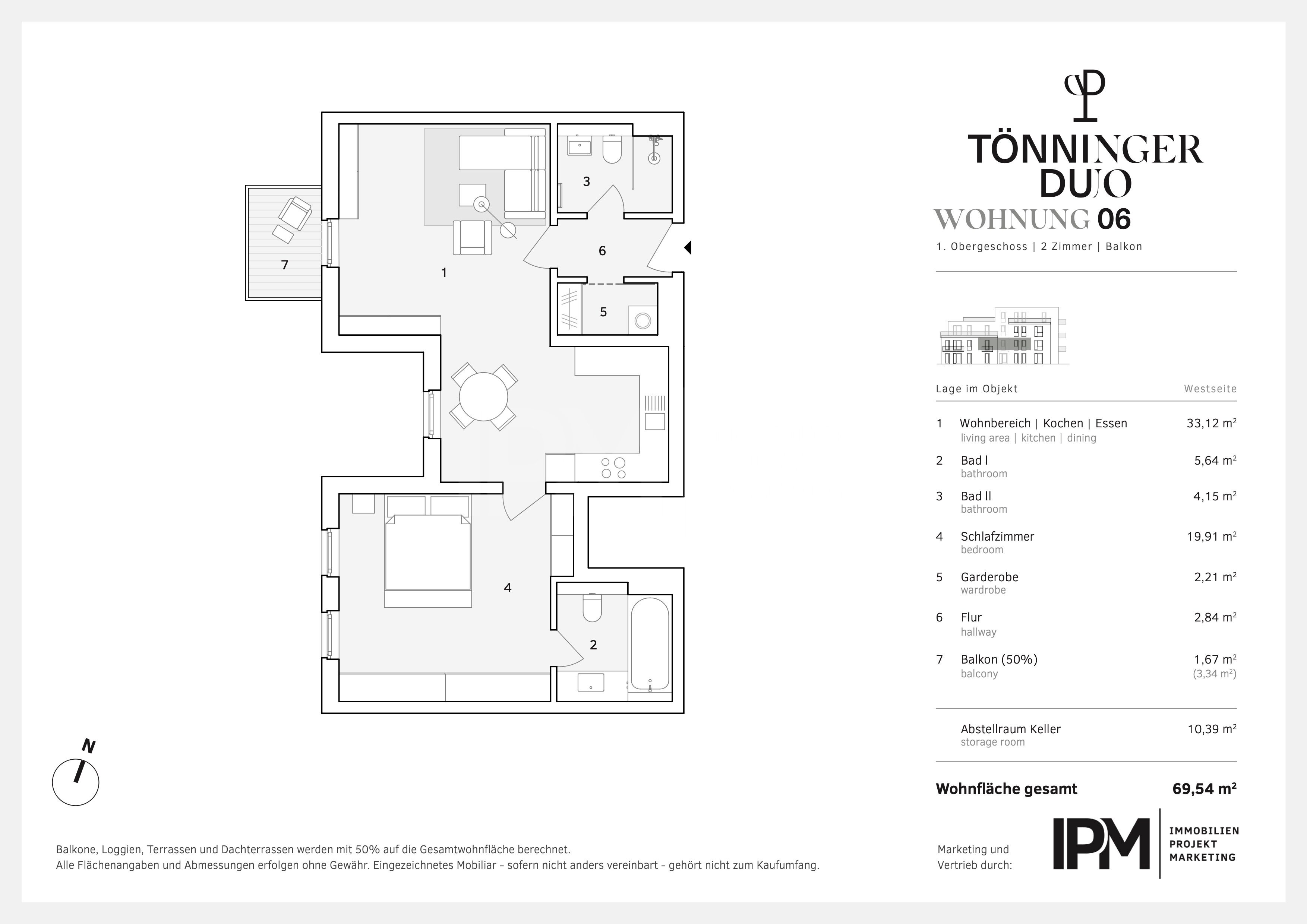 Wohnung zum Kauf 499.000 € 2 Zimmer 69,5 m²<br/>Wohnfläche 1.<br/>Geschoss Tönninger Weg 1 Osdorf Hamburg 22609