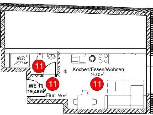 Wohnung zum Kauf provisionsfrei 95.000 € 1 Zimmer 24,5 m² 2. Geschoss frei ab 01.12.2026 Pfullendorf Pfullendorf 88630