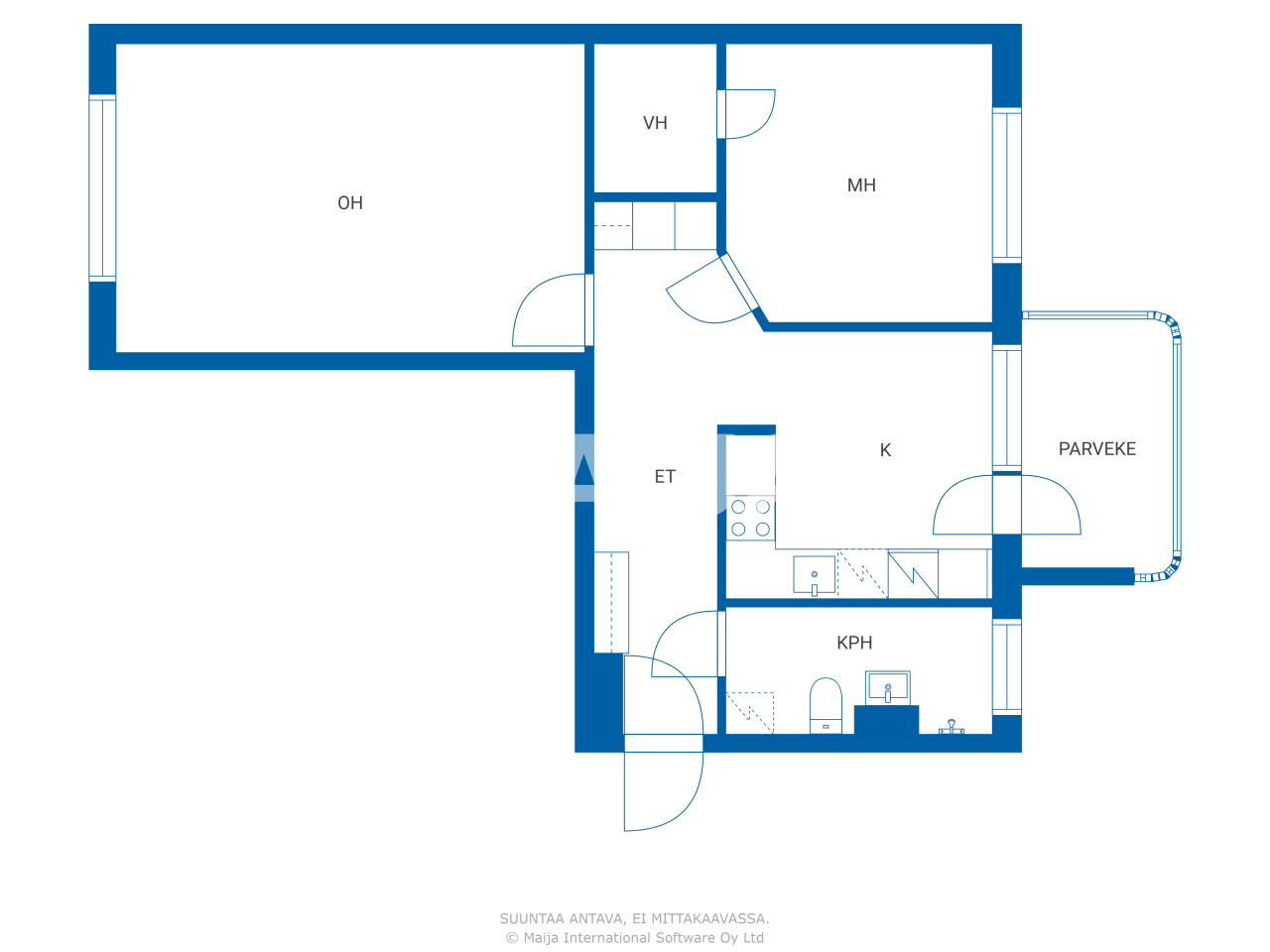 Studio zum Kauf 149.000 € 2 Zimmer 59,5 m²<br/>Wohnfläche 2.<br/>Geschoss Meri-Rastilan tie 17 Helsinki 00980