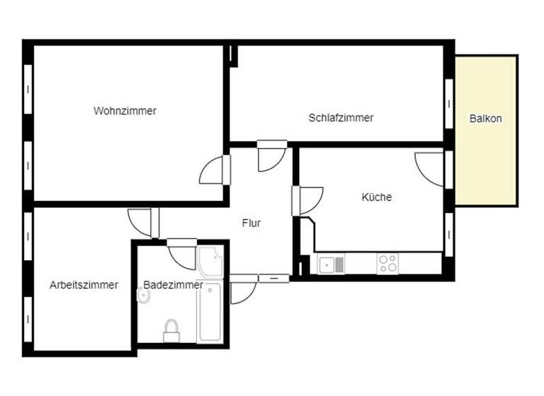 Wohnung zum Kauf 90.000 € 3 Zimmer 74,9 m² 3. Geschoss Schloßchemnitz Chemnitz 09113