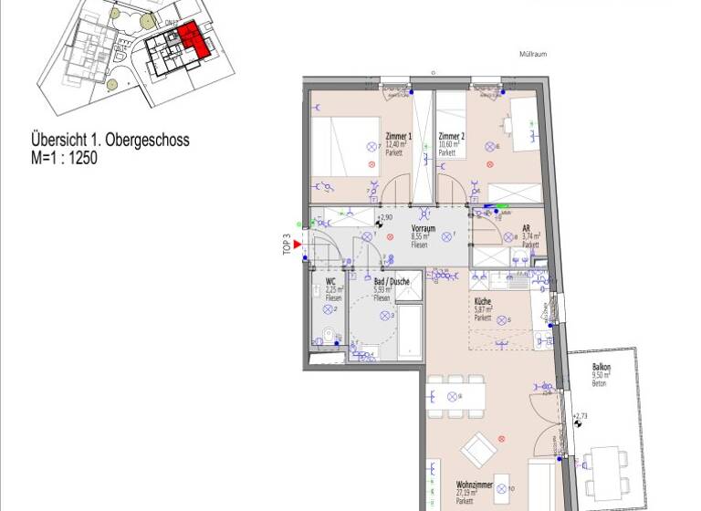 Wohnung zum Kauf - Erstbezug 345.700 € 3 Zimmer 76,5 m² 1. Geschoss Elisabeth Bollenberger - Gasse 10-14 Wiener Neustadt 2700