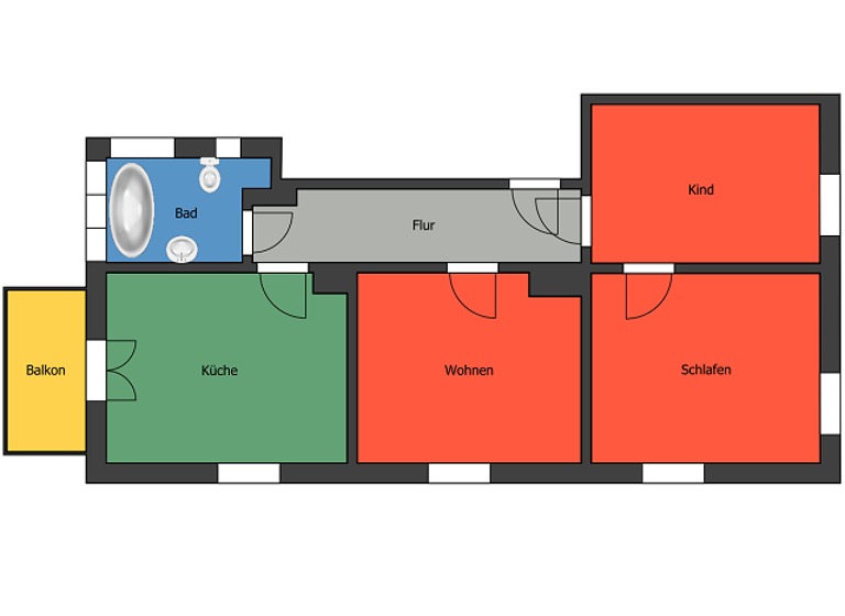 Wohnung zur Miete 449 € 3 Zimmer 69,1 m²<br/>Wohnfläche 1.<br/>Geschoss ab sofort<br/>Verfügbarkeit Hainstraße 2 Meißen Meißen 01662
