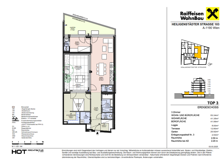 Wohnung zum Kauf provisionsfrei 763.300 € 3 Zimmer 41,3 m² EG Wien 1190