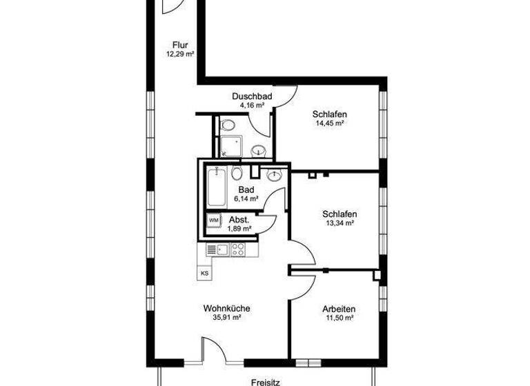 Wohnung zur Miete - Erstbezug 1.743 € 4 Zimmer 108,9 m² 5. Geschoss Pinneberg 25421