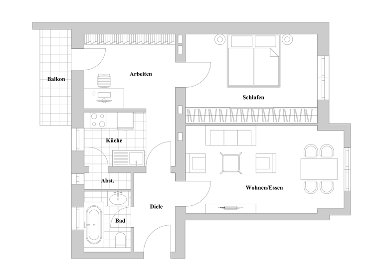 Wohnung zum Kauf 249.000 € 3 Zimmer 64,5 m² 1. Geschoss Bilk Düsseldorf 40223