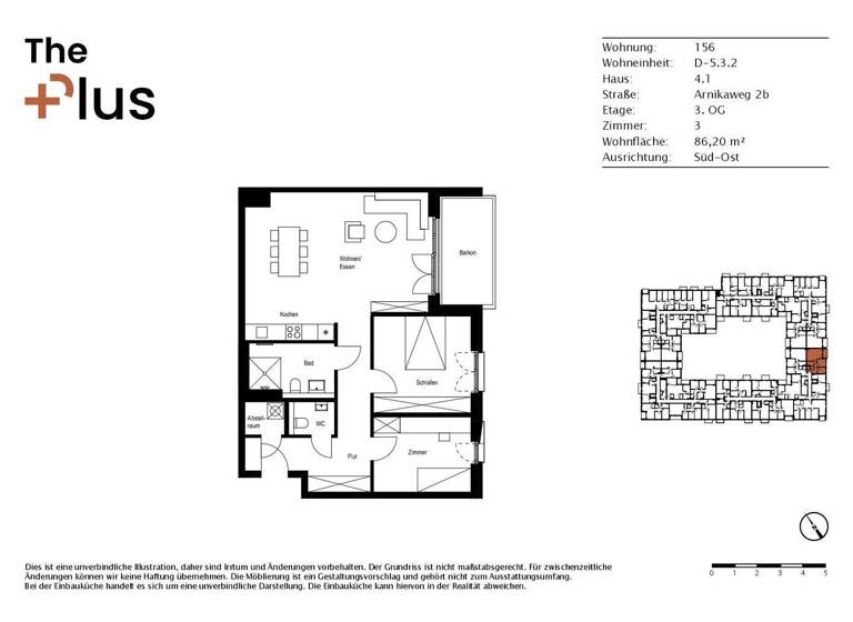 Wohnung zur Miete - Erstbezug 985 € 3 Zimmer 86,2 m² 3. Geschoss Arnikaweg 2b Steimker Berg Wolfsburg 38446
