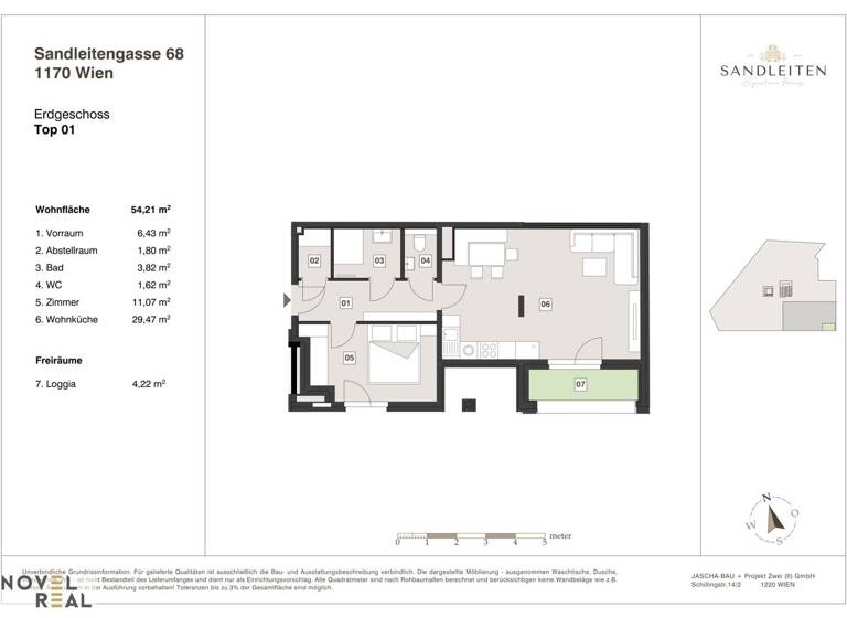 Wohnung zum Kauf - Erstbezug 439.000 € 2 Zimmer 58,4 m² EG Wien 1170