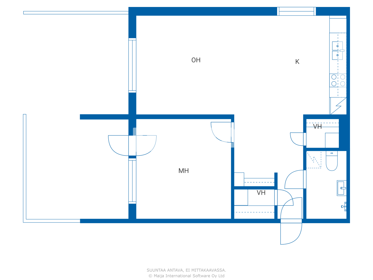 Studio zum Kauf 114.000 € 2 Zimmer 60 m²<br/>Wohnfläche 1.<br/>Geschoss Koskitie 53 Oulu 90500