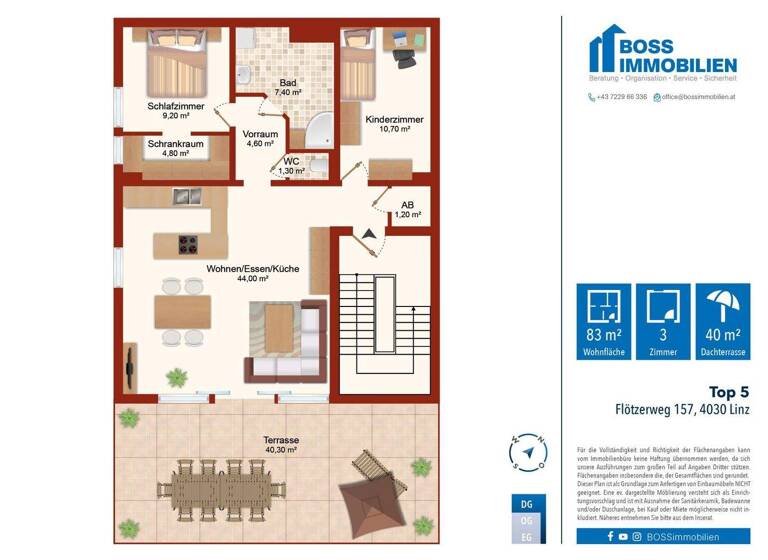 Wohnung zur Miete 924 € 3 Zimmer 83,2 m² 2. Geschoss Flötzerweg 157 Kleinmünchen Linz 4030