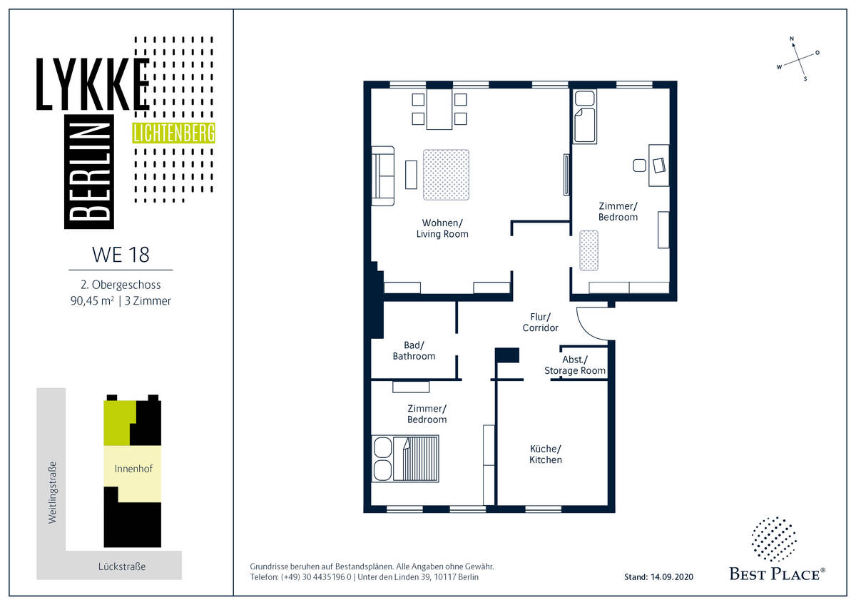 Wohnung zum Kauf provisionsfrei 392.000 € 3 Zimmer 90,5 m²<br/>Wohnfläche 2.<br/>Geschoss Lückstraße 46 Rummelsburg Berlin 10317