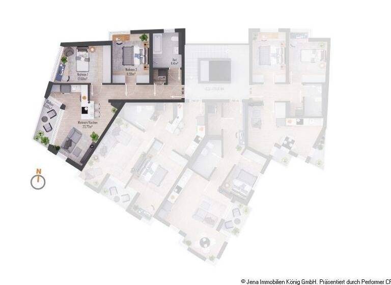 Wohnung zur Miete - Erstbezug 1.220 € 3 Zimmer 71,6 m² Lutherstraße 149a West Jena 07743