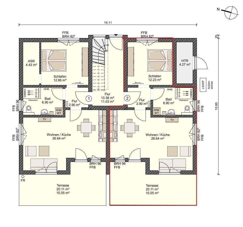 Terrassenwohnung zum Kauf provisionsfrei 225.000 € 2 Zimmer 58,7 m²<br/>Wohnfläche EG<br/>Geschoss Wendisch Langendorf Klausdorf 18445