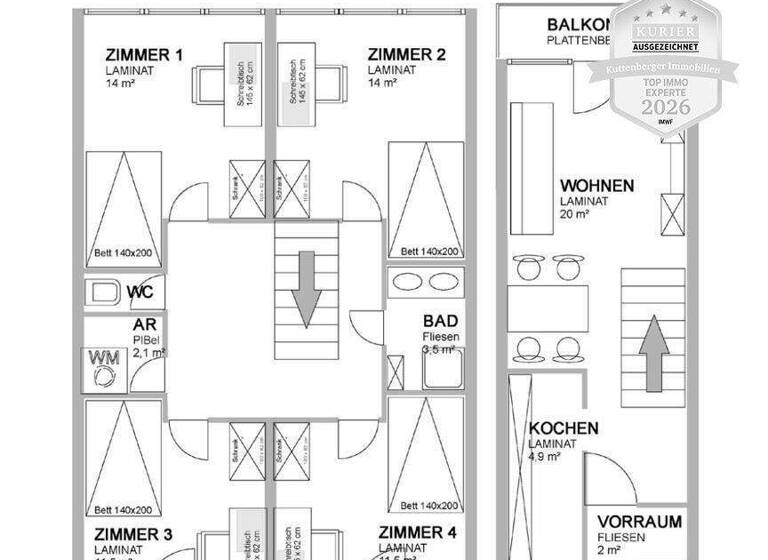 Maisonette zum Kauf 260.000 € 5 Zimmer 1. Geschoss Krems an der Donau 3500